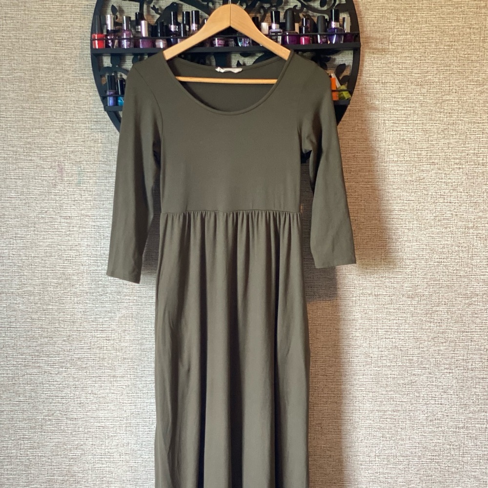 Olive maxi dress, small, Worn once